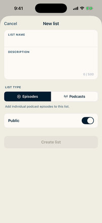 Creating a new list in LISTND