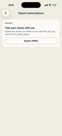 The export subscriptions screen in LISTND