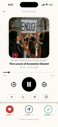 The LISTND now playing screen