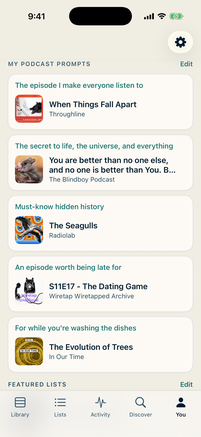 Podcast prompts answered on a LISTND profile