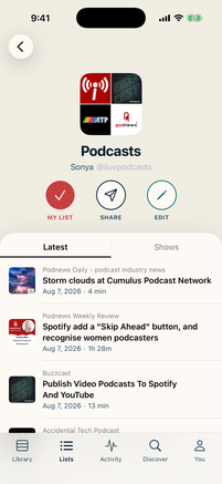 A list of shows in LISTND showing their latest episodes