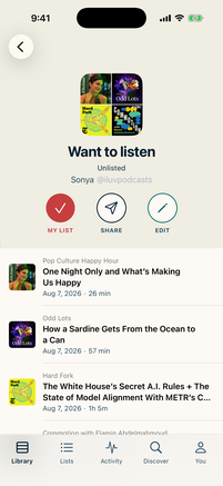 The Want to listen list in LISTND